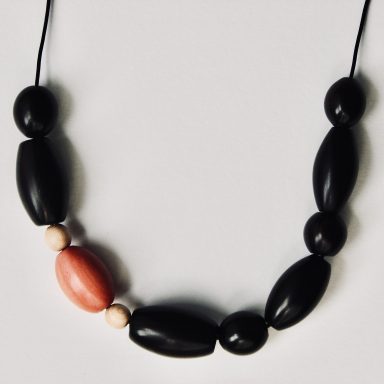 Hand turned wooden jewellery.