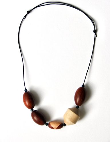 Hand turned wooden jewellery.